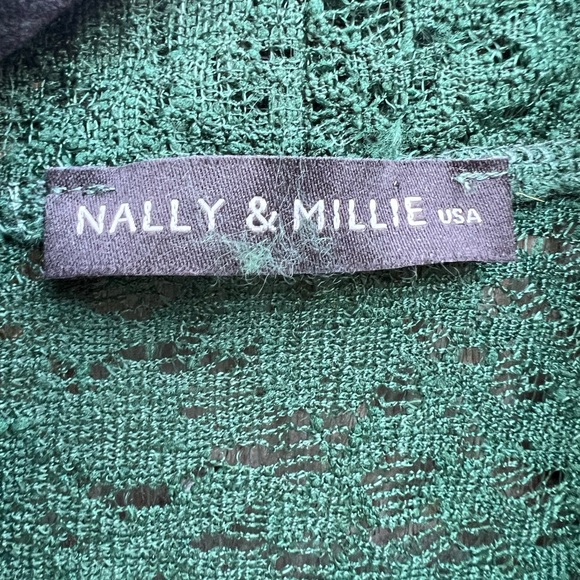 NALLIE & MILLIE Green Lace Tunic Top with Tie Women’s Large - Picture 4 of 10